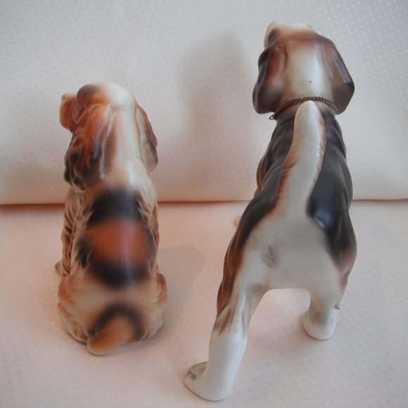 Vintage Dog Figurine Ceramic Porcelain White Brown Japan Lot of 2 - Picture 8 of 12